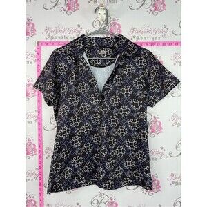 Cracked wheat tshirt black Patterned Short-Sleeve Button Down Shirt